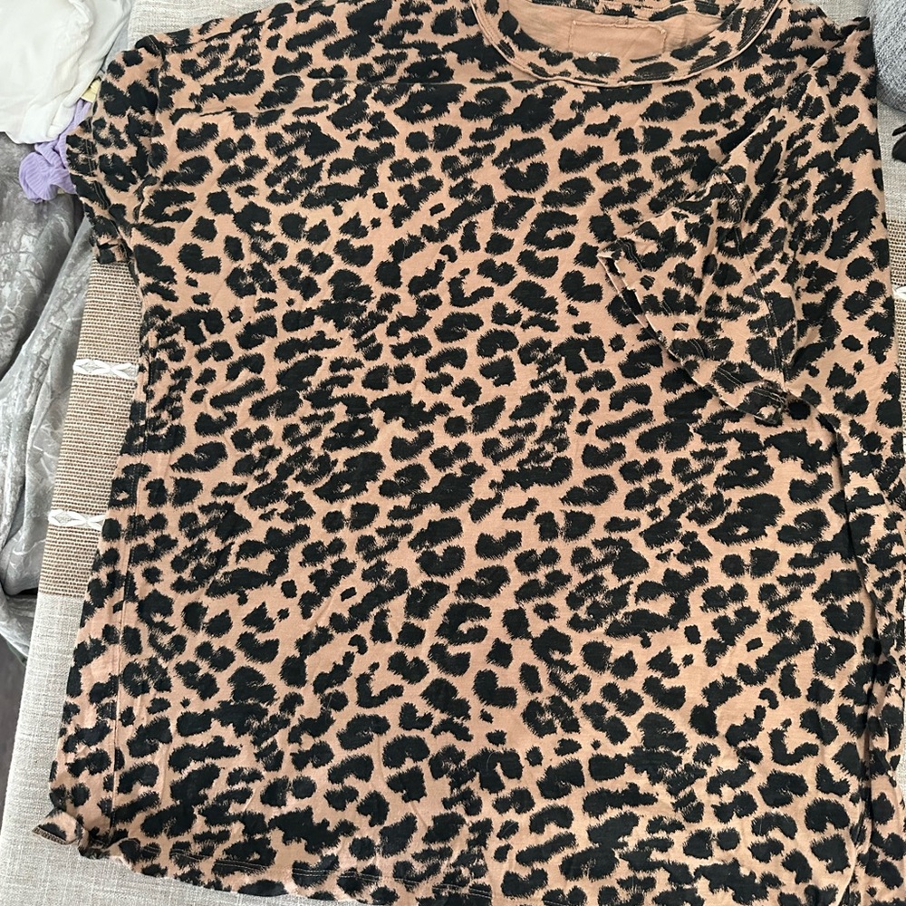 Aerie Leopard Print Top - Black and Tan